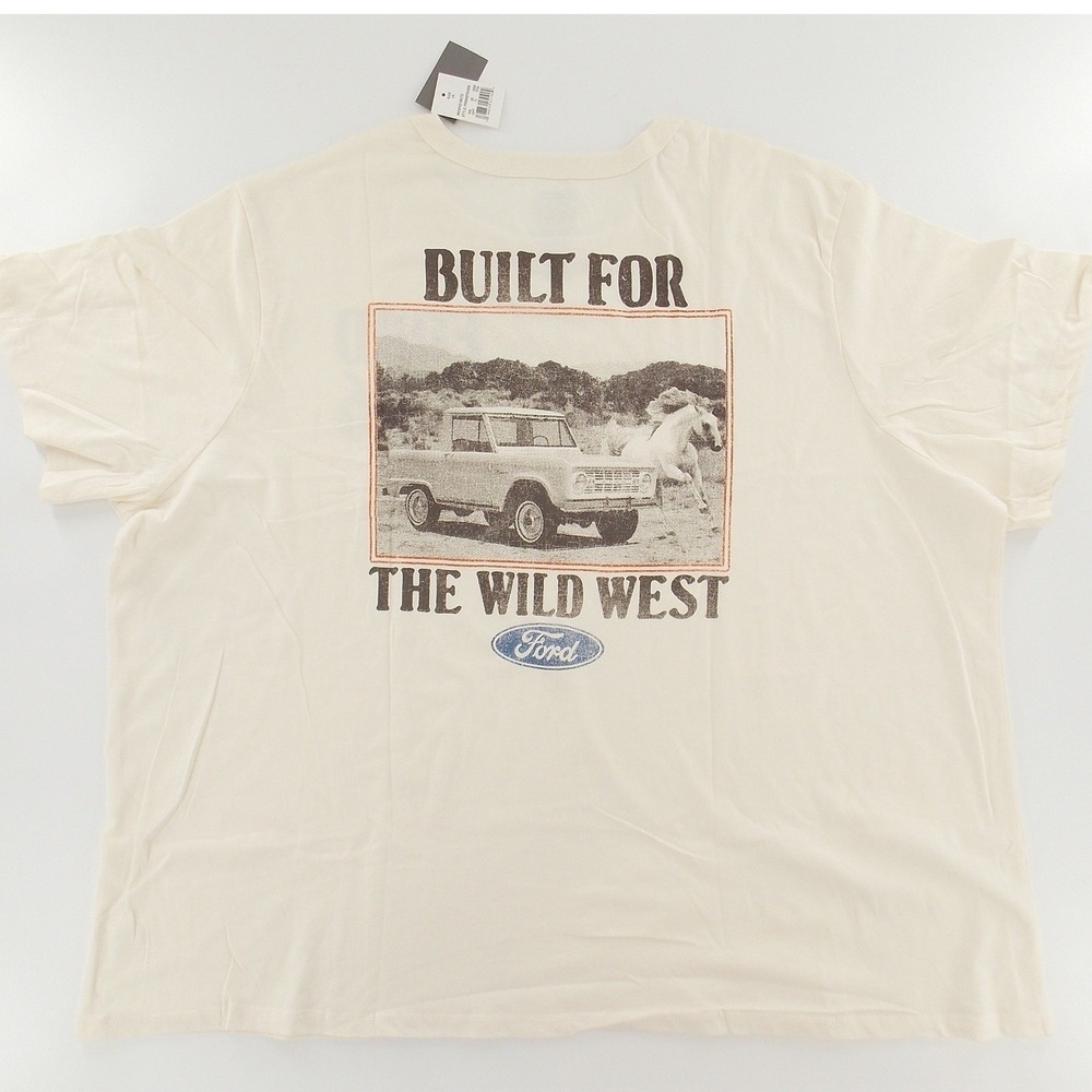 Ford Graphic Tee Built For The Wild West Bronco Vintage Style Women 3X Cream New